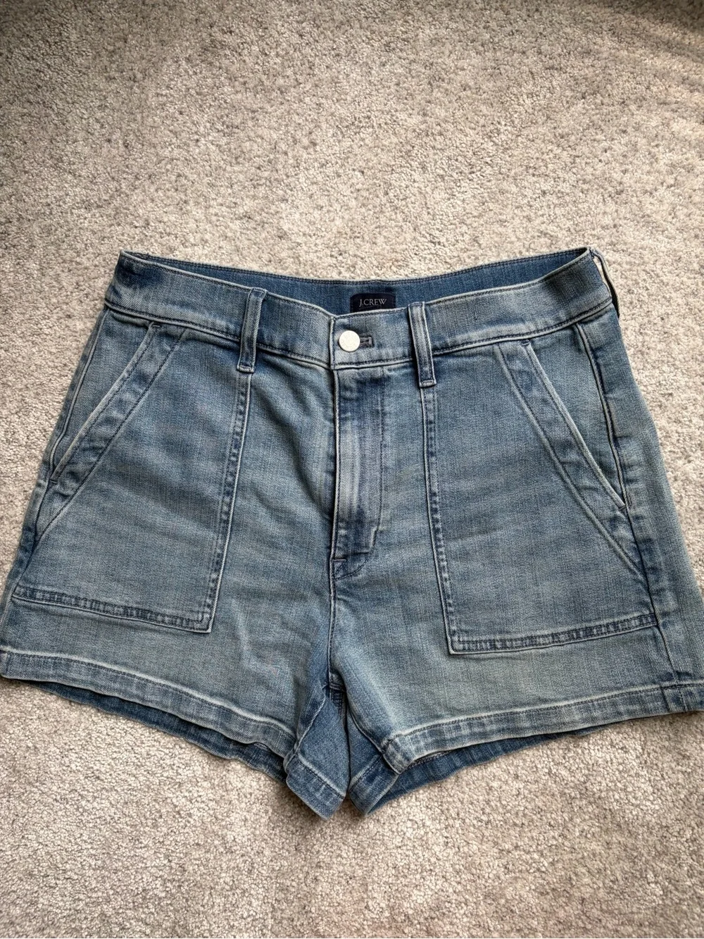 J. Crew Washed Blue Denim Patch-Pocket Shorts